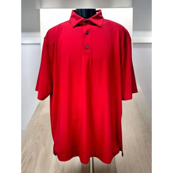 FootJoy FJ Red Solid Lisle Short Sleeve Mens Polo Medium Casual - Picture 1 of 5